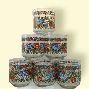 Vintage Corning Ware Country Festival Juice Glasses 1970’s Set